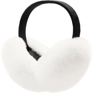 Women Winter Ear Muffs Faux Fur Warm Earmuffs Foldable Ear Warmers White Black